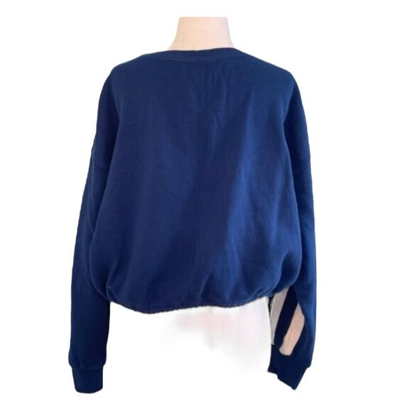 RVCA Aced Striped Sweatshirt Blue White Fleece Cropped Long Sleeve Crewneck - Picture 3 of 6